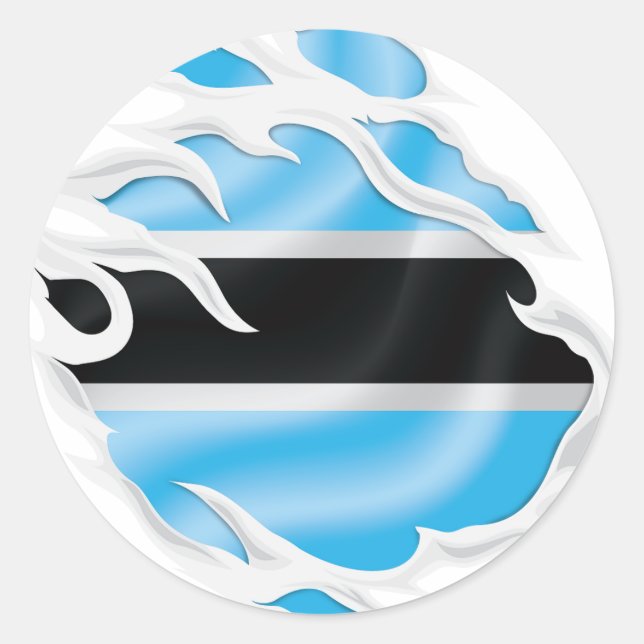 Pegatina Redonda Bandera arrancada de Botswana (Anverso)