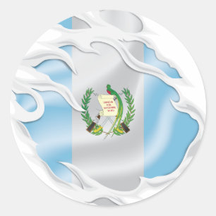 Pegatina Redonda Bandera arrancada de Guatemala