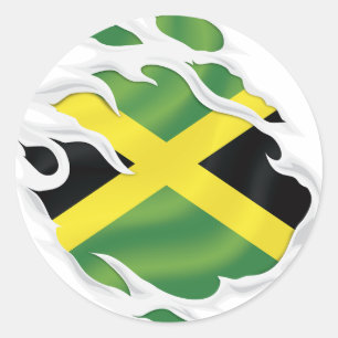 Pegatina Redonda Bandera arrancada de Jamaica