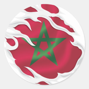 Pegatina Redonda Bandera arrancada de Marruecos