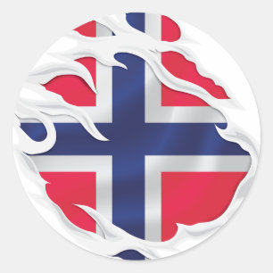 Pegatina Redonda Bandera arrancada de Noruega