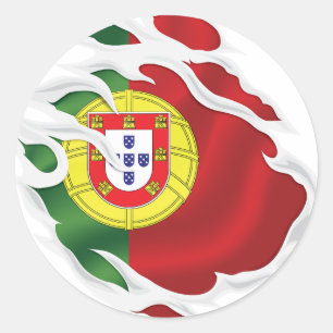 Pegatina Redonda Bandera arrancada de Portugal