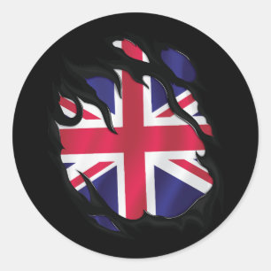 Pegatina Redonda Bandera arrancada del Reino Unido