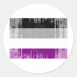 PEGATINA REDONDA BANDERA ASEXUAL DESTRUÍDA