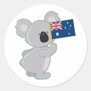 Pegatina Redonda Bandera australiana de Koala