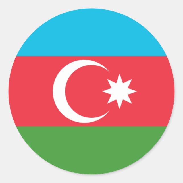 Pegatina Redonda Bandera azerbaiyana, bandera de Azerbaiyán (Anverso)