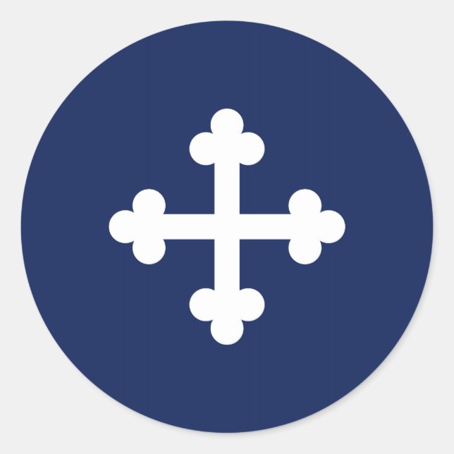 Pegatina Redonda Bandera azul de Bottony (Anverso)