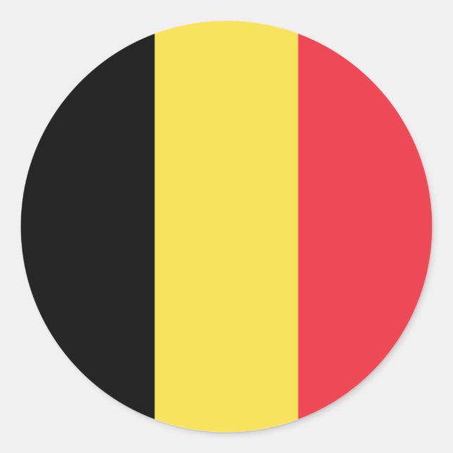 Pegatina Redonda Bandera belga, Bandera de Bélgica (Anverso)
