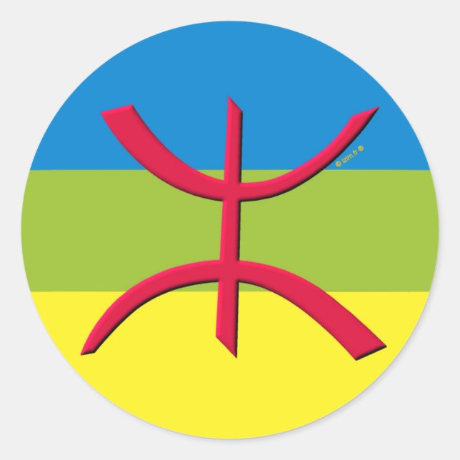 Pegatina Redonda bandera berberisca amazigh (Anverso)