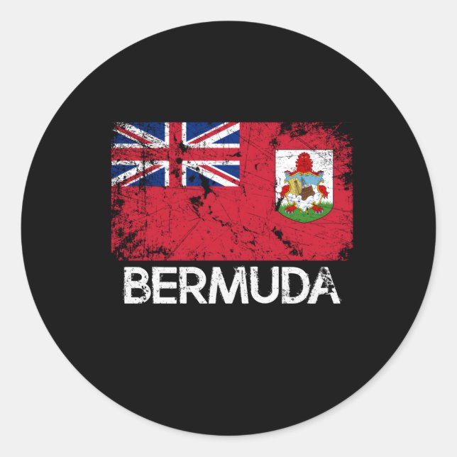 Pegatina Redonda Bandera Bermuda Hecha En Bermudas (Anverso)