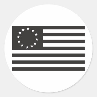 Pegatina Redonda Bandera Betsy Ross - Negro