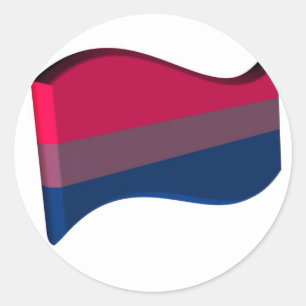 Pegatina Redonda Bandera bisexual ondulada del orgullo 3D