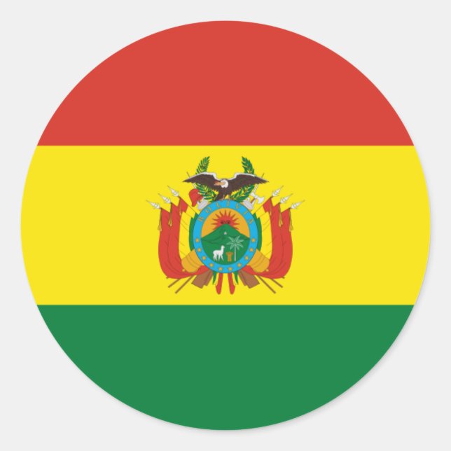 Pegatina Redonda Bandera boliviana, bandera de Bolivia (Anverso)