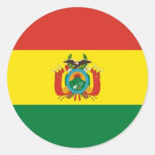 Pegatina Redonda Bandera boliviana, bandera de Bolivia