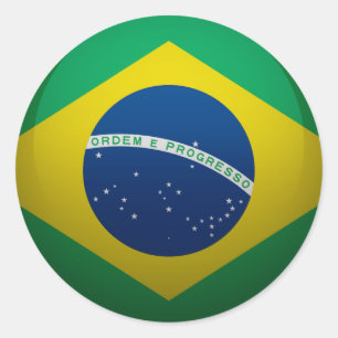 Pegatina Redonda Bandera Brasil