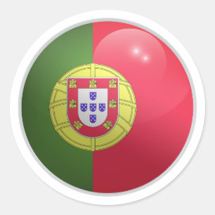 Pegatina Redonda Bandera brillante de Portugal