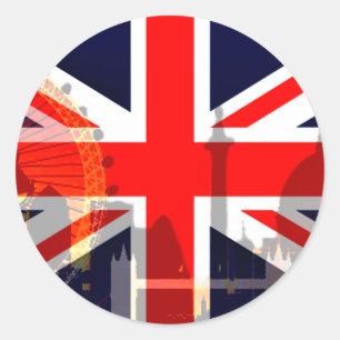 Pegatina Redonda Bandera británica de Londres_