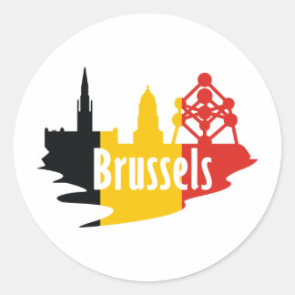Pegatina Redonda Bandera Bruselas