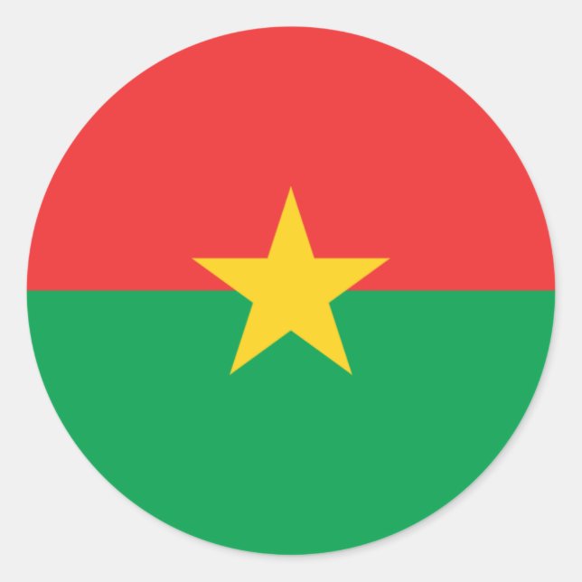 Pegatina Redonda Bandera burkinesa, bandera de Burkina Faso (Anverso)