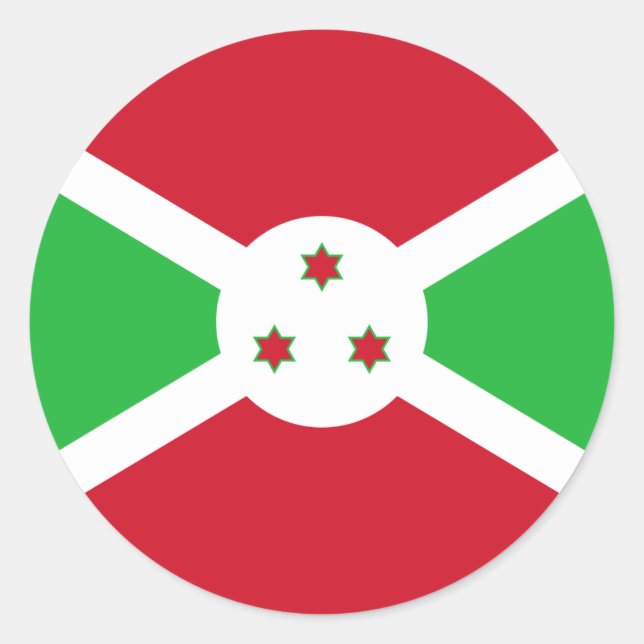 Pegatina Redonda Bandera burundesa, Bandera de Burundi (Anverso)