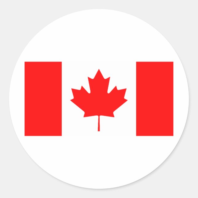 Pegatina Redonda Bandera canadiense (Anverso)