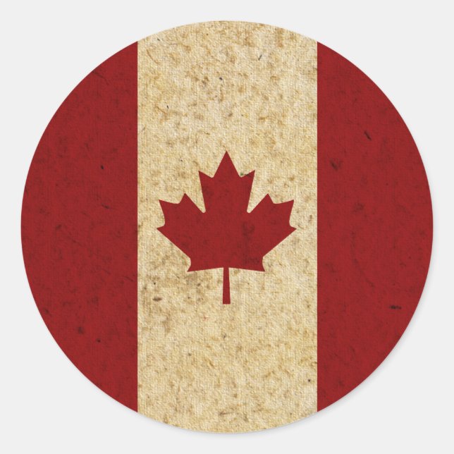 Pegatina Redonda Bandera canadiense anticuada (Anverso)