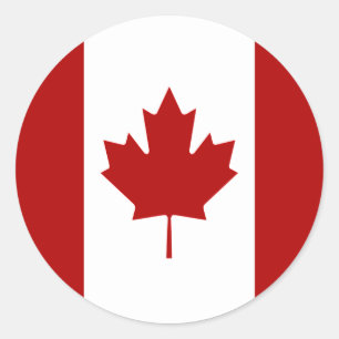 Pegatina Redonda Bandera canadiense, bandera de Canadá
