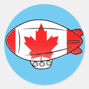Pegatina Redonda Bandera Canadiense Blimp Balloon En Personalizado