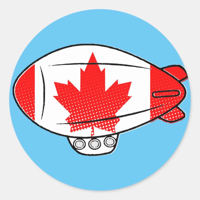 Pegatina Redonda Bandera Canadiense Blimp Balloon En Personalizado  (Anverso)