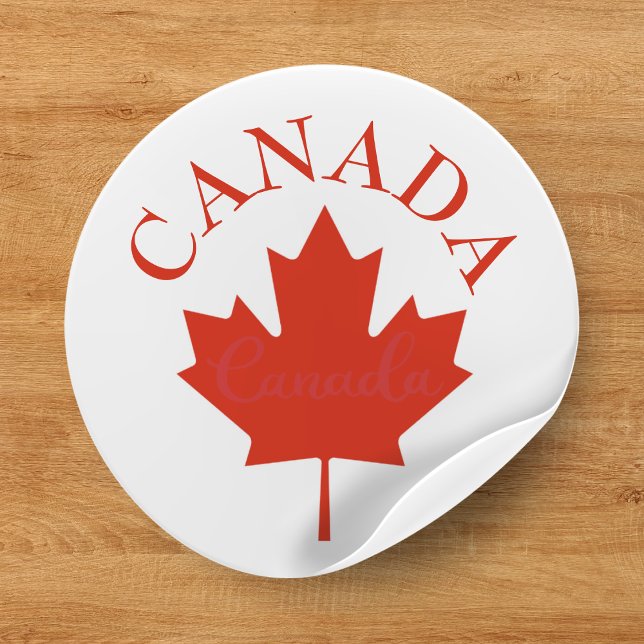 Pegatina Redonda Bandera canadiense roja y blanca (Canada Red & White Canadian Flag Classic Round Sticker
)