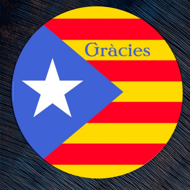 Pegatina Redonda Bandera catalana gracias (Subido por el creador)