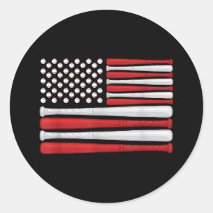 Pegatina Redonda Bandera clásica americana de béisbol - Béisbol vin