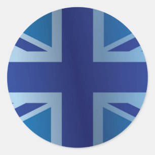 Pegatina Redonda Bandera clásica azul metálica de Union Jack