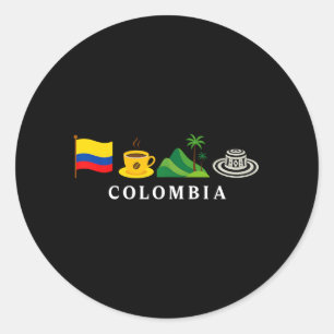 Pegatina Redonda Bandera Colombiana De Colombia Para Hombres Mujere