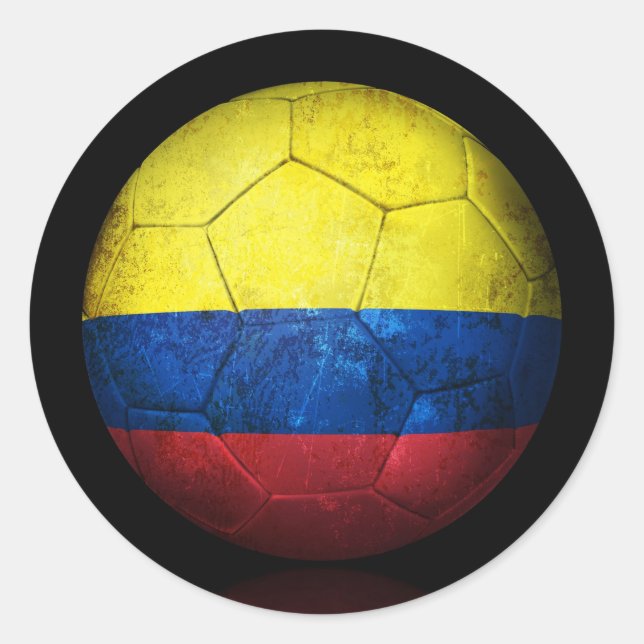 Pegatina Redonda Bandera Colombiana de Fútbol (Anverso)