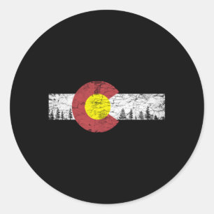 Pegatina Redonda Bandera Colorado