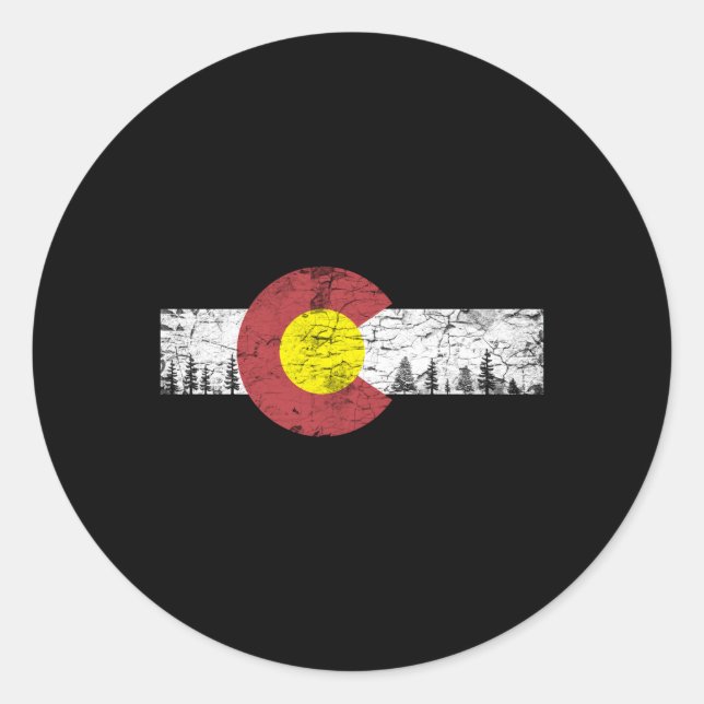 Pegatina Redonda Bandera Colorado (Anverso)
