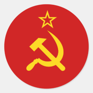 Pegatina Redonda Bandera comunista URSS de Rusia
