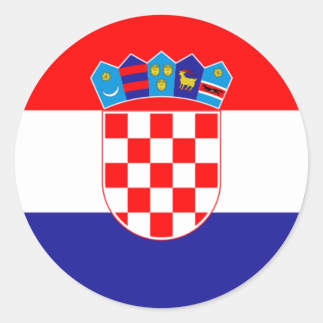 Pegatina Redonda Bandera croata, bandera de Croacia (Anverso)