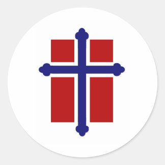 Pegatina Redonda Bandera cruzada noruega