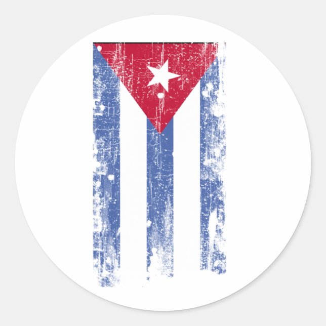 Pegatina Redonda Bandera cubana (Anverso)