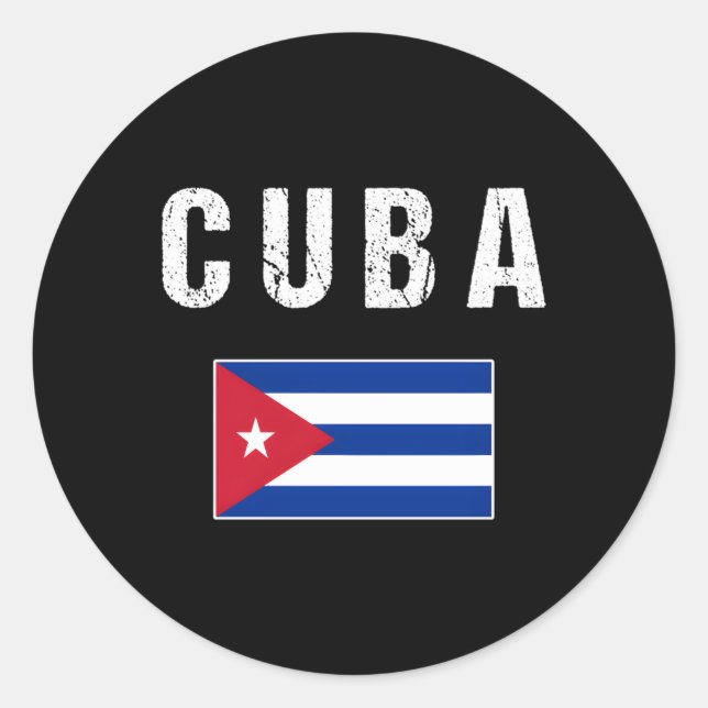 Pegatina Redonda Bandera cubana para (Anverso)