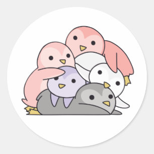 Pegatina Redonda Bandera Cupioromántica Orgullo Lgbtq Cute Pingüino