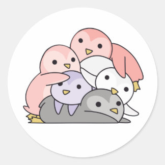 Pegatina Redonda Bandera Cupioromántica Orgullo Lgbtq Cute Pingüino