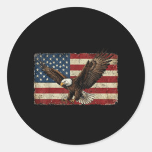 Pegatina Redonda Bandera de Águila Patriota Americana USA América 4
