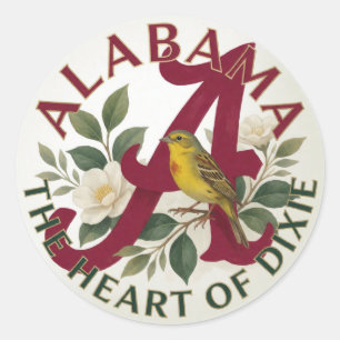 Pegatina Redonda 🕊️ Bandera de Alabama yellowhammer Patrimonio Ame