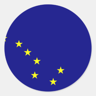 Pegatina Redonda Bandera de Alaska