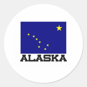 Pegatina Redonda Bandera de Alaska