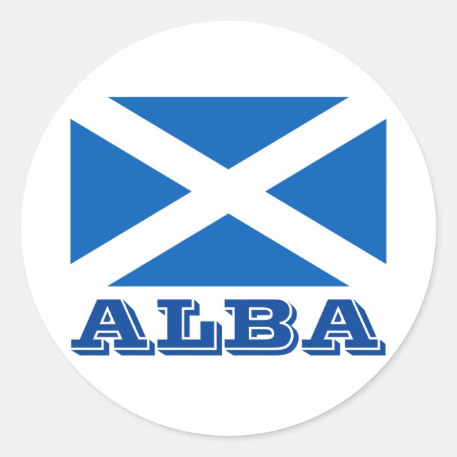 Pegatina Redonda Bandera de Alba (Anverso)