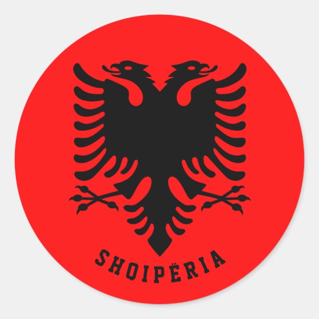 Pegatina Redonda Bandera de Albania (Anverso)